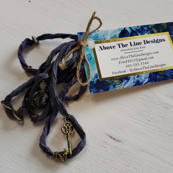 Above the Line Jewelry - Hand-dyed silk wrap bracelet